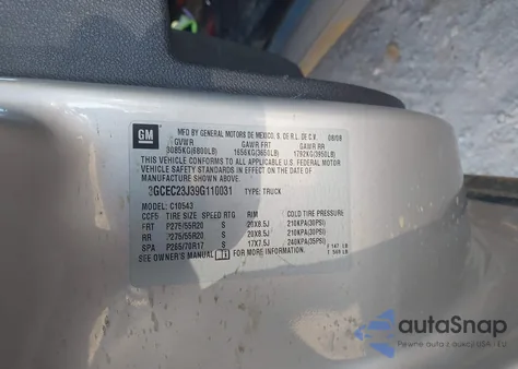 2009 Chevrolet Silverado 1500 Lt z USA, uszkodzony, nr VIN 3GCEC23J39G110031